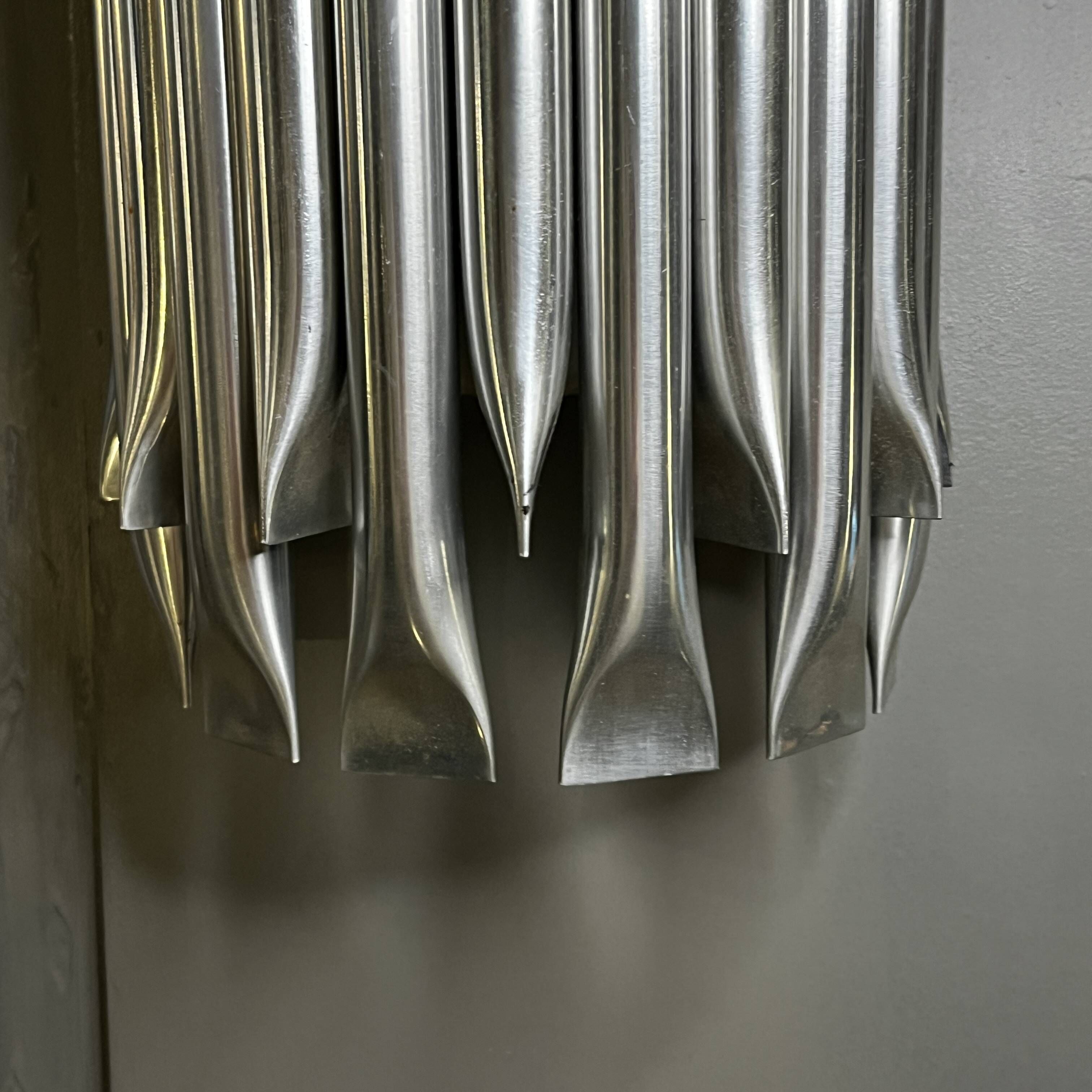 Raak 'concorde' pair of wall lights, 'organ tube' type in brushed aluminium, ca 1970