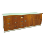 meuble de métier en bois ancien avec lame en formica