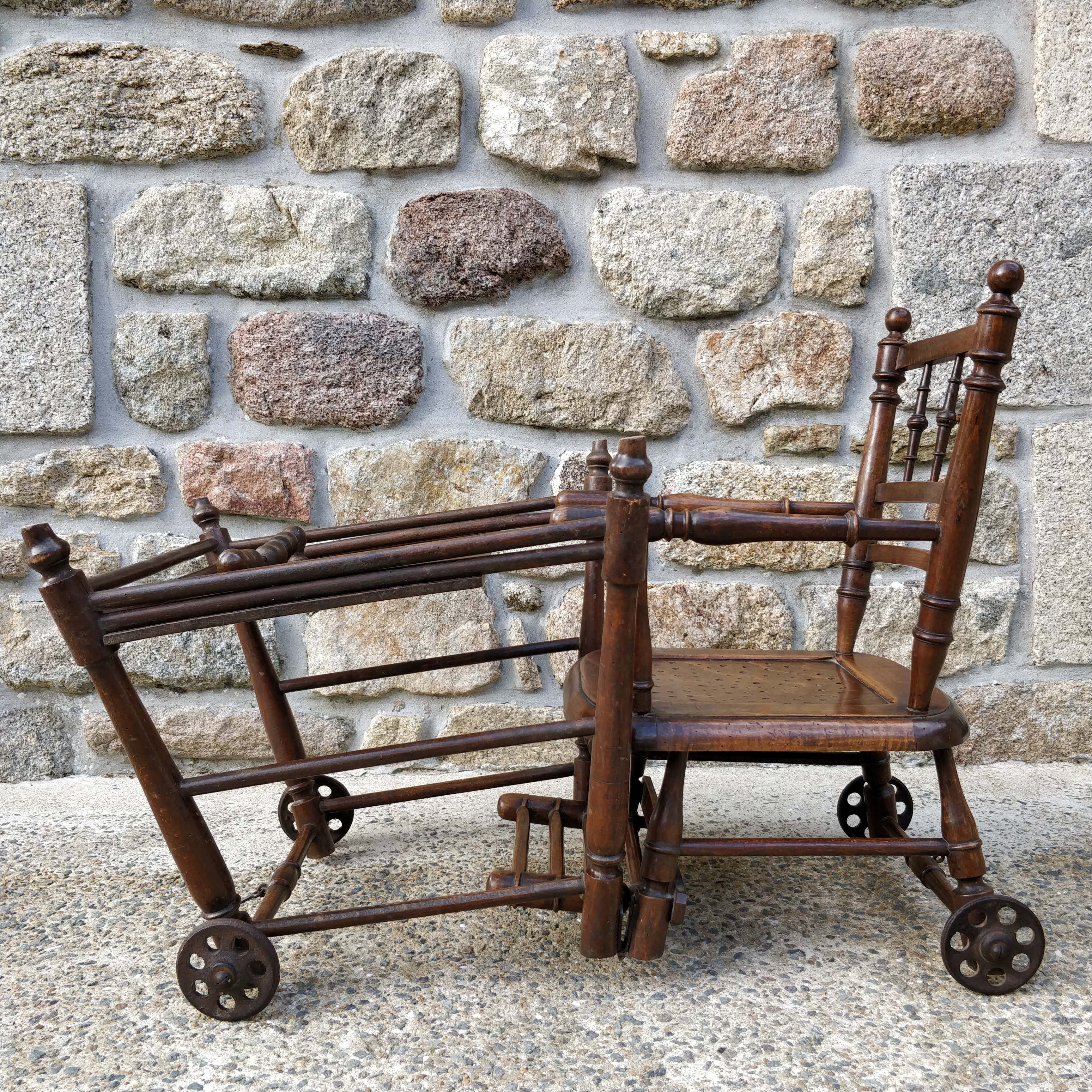 Folding wooden children's high chair