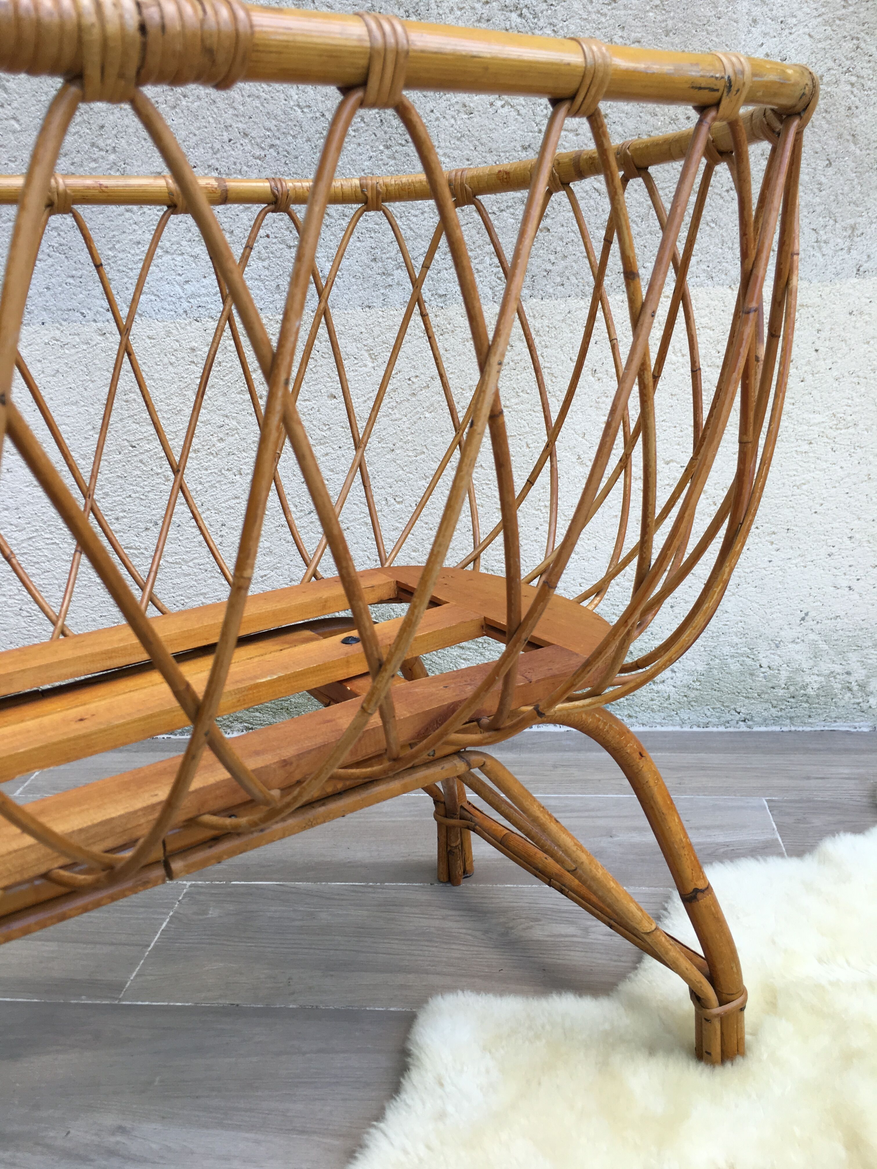 Vintage rattan cradle