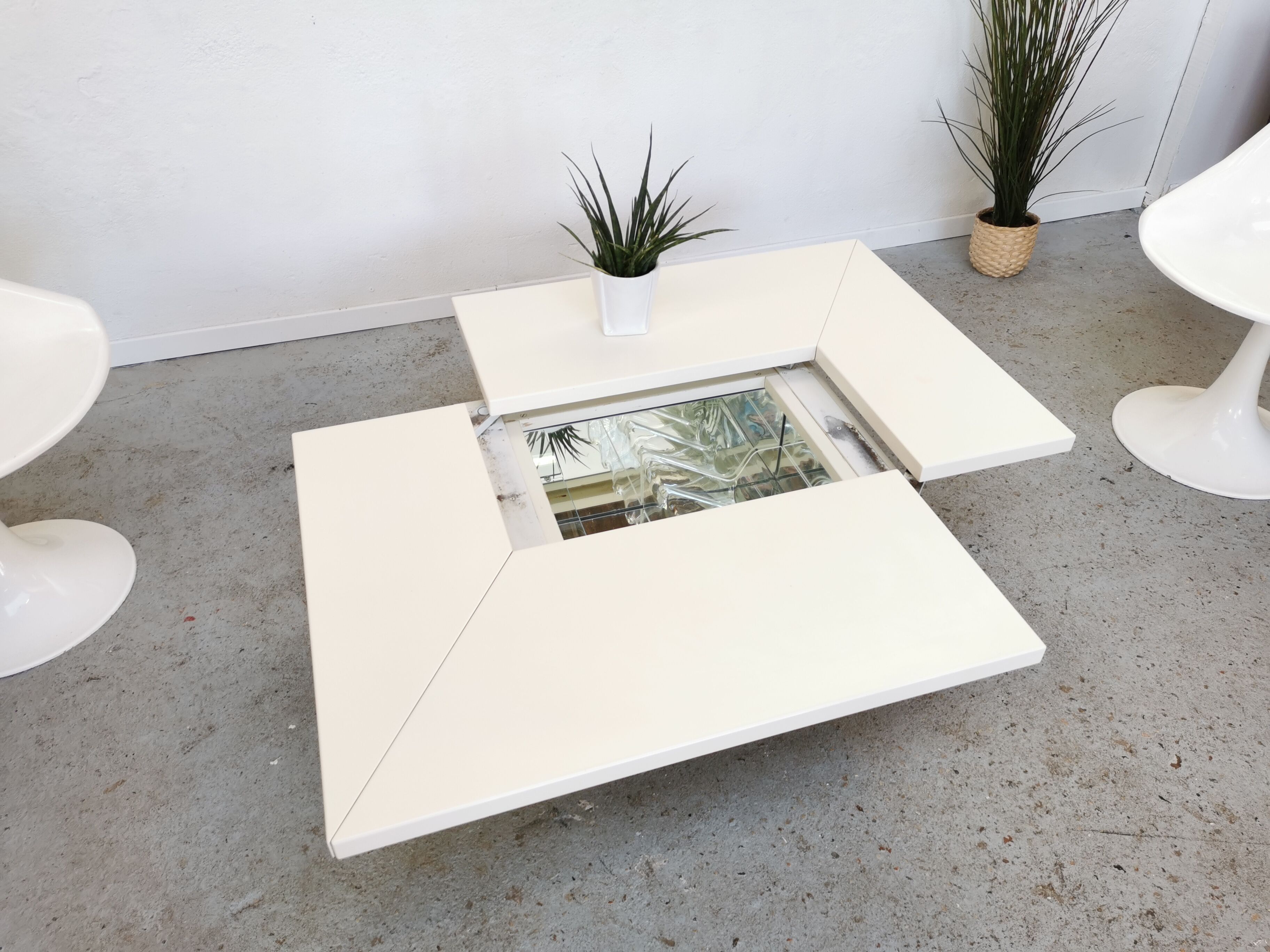 Table basse bar vintage Roches Bobois design Paul Michel 1970