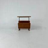 Vintage Walnut Side Table with Magazine Rack, 1960s