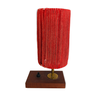 Lamp in wood, brass and wool