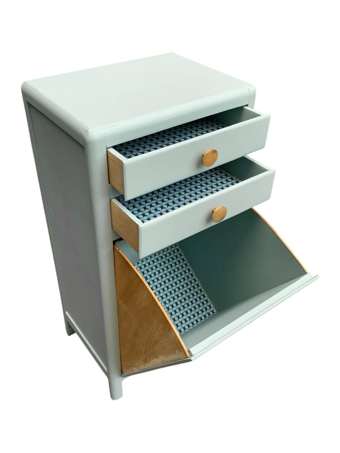 Vintage gray green bathroom chest of drawers