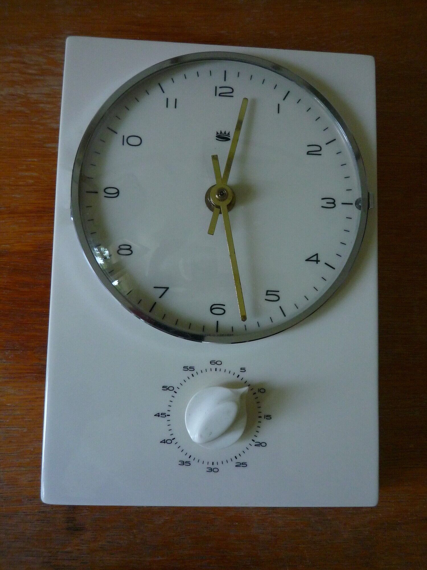 German-made earthenware wall clock 'S', vintage 1950s
