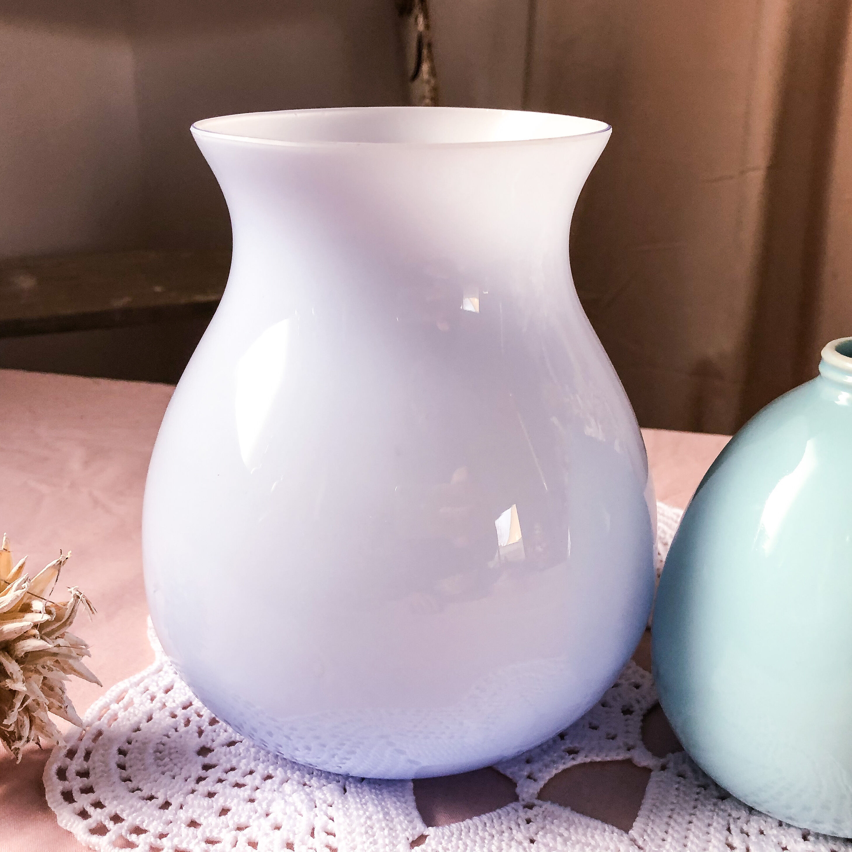 Blue opaline ball vase