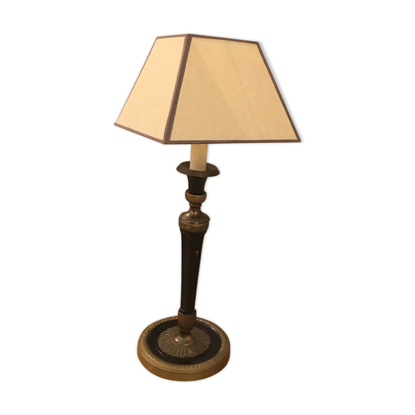 Lampe style Empire et son abat jour