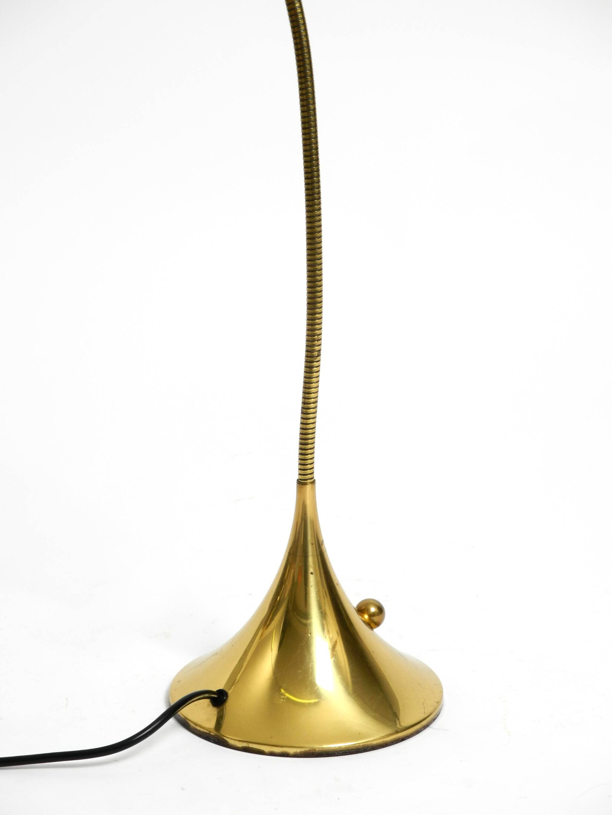 1980s brass halogen table lamp by Florian Schulz model Esa with gooseneck