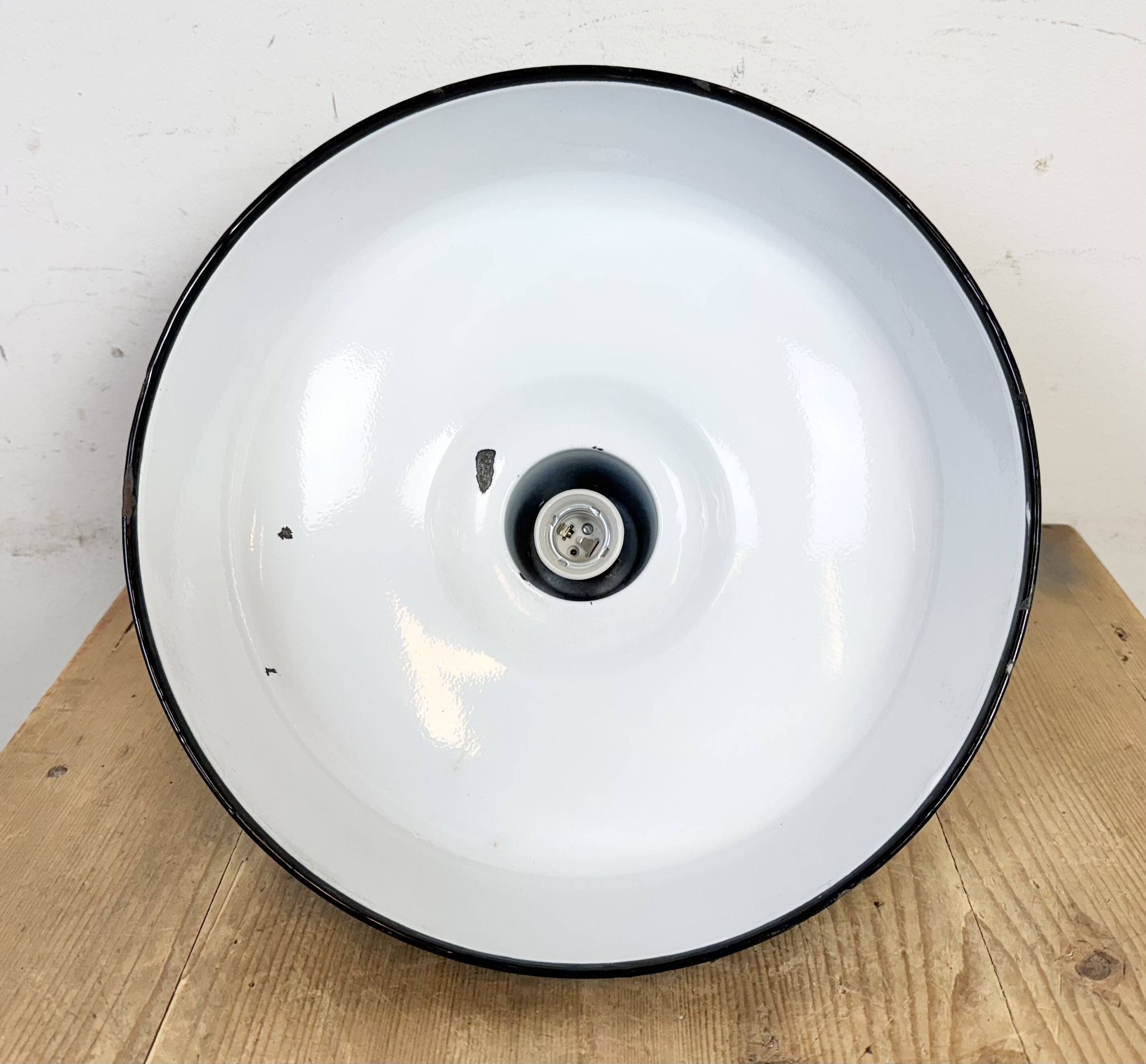 Industrial French Green Enamel Factory Pendant Lamp, 1960s