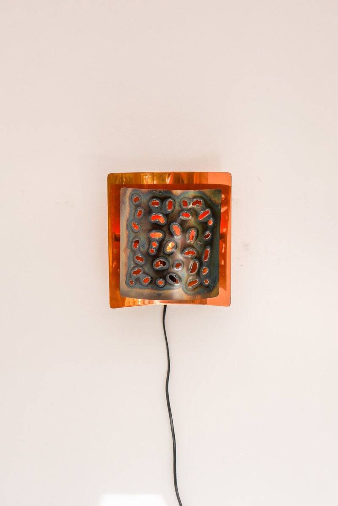 Vintage Brutalist copper wall sconce from Boréns, 1960s
