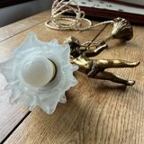 Suspension angelot in gilded bronze regulation – opaline tulip – restored