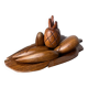 Hand-carved wooden fruit basket, set of 6, Italy, 1980