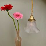 Vintage frosted glass tulip pendant lamp