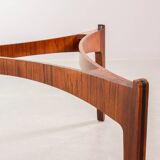 Table basse ronde en palissandre avec plateau en verre, modèle n° 104, design Sven Ellekaer