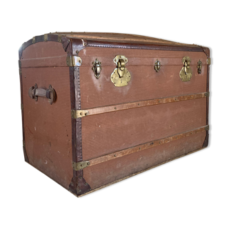 Antique travel trunk wood leather sheath circa 1900