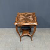 Graceful antique carved wooden side table