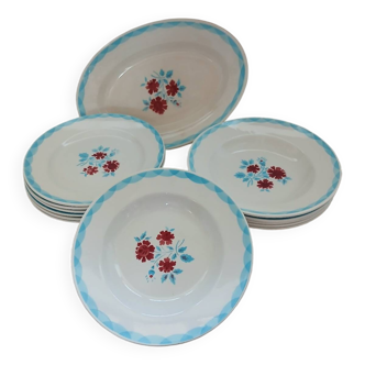 Lot 12 assiettes et plat Moulin des loups