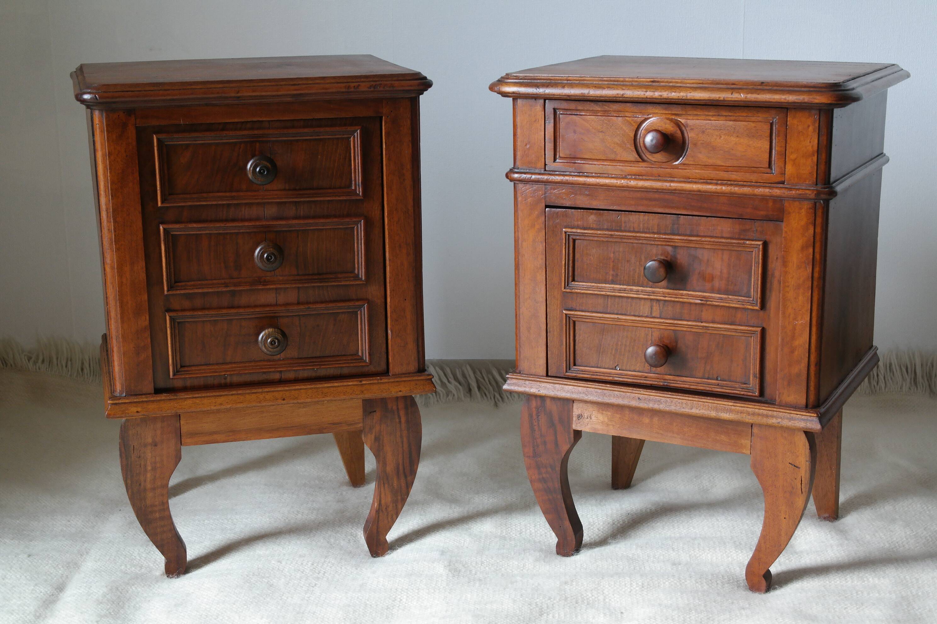 Pair of old walnut bedsides