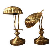 Paire de lampes en laiton en forme de coquillage articulées