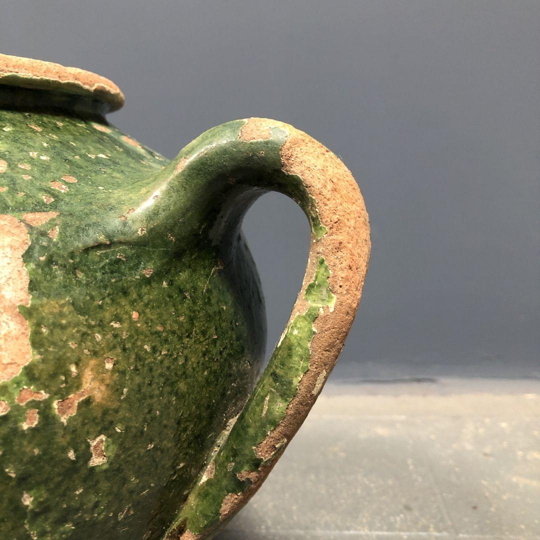 Dark green jug enamelled
