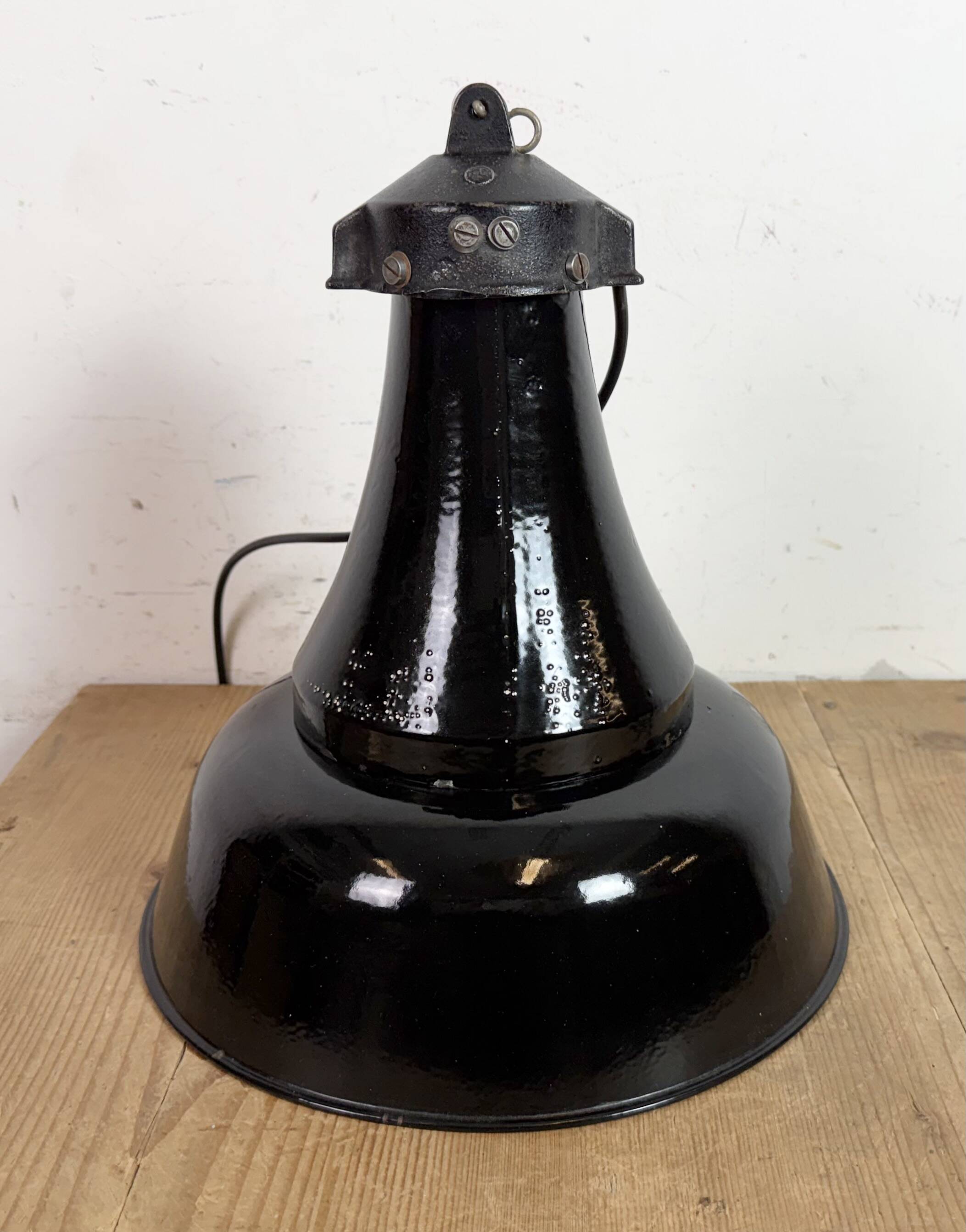 Industrial Black Enamel Bauhaus Pendant Lamp, 1930s
