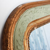 Golden and green grey mirror Louis Philippe - 75cm x 57cm