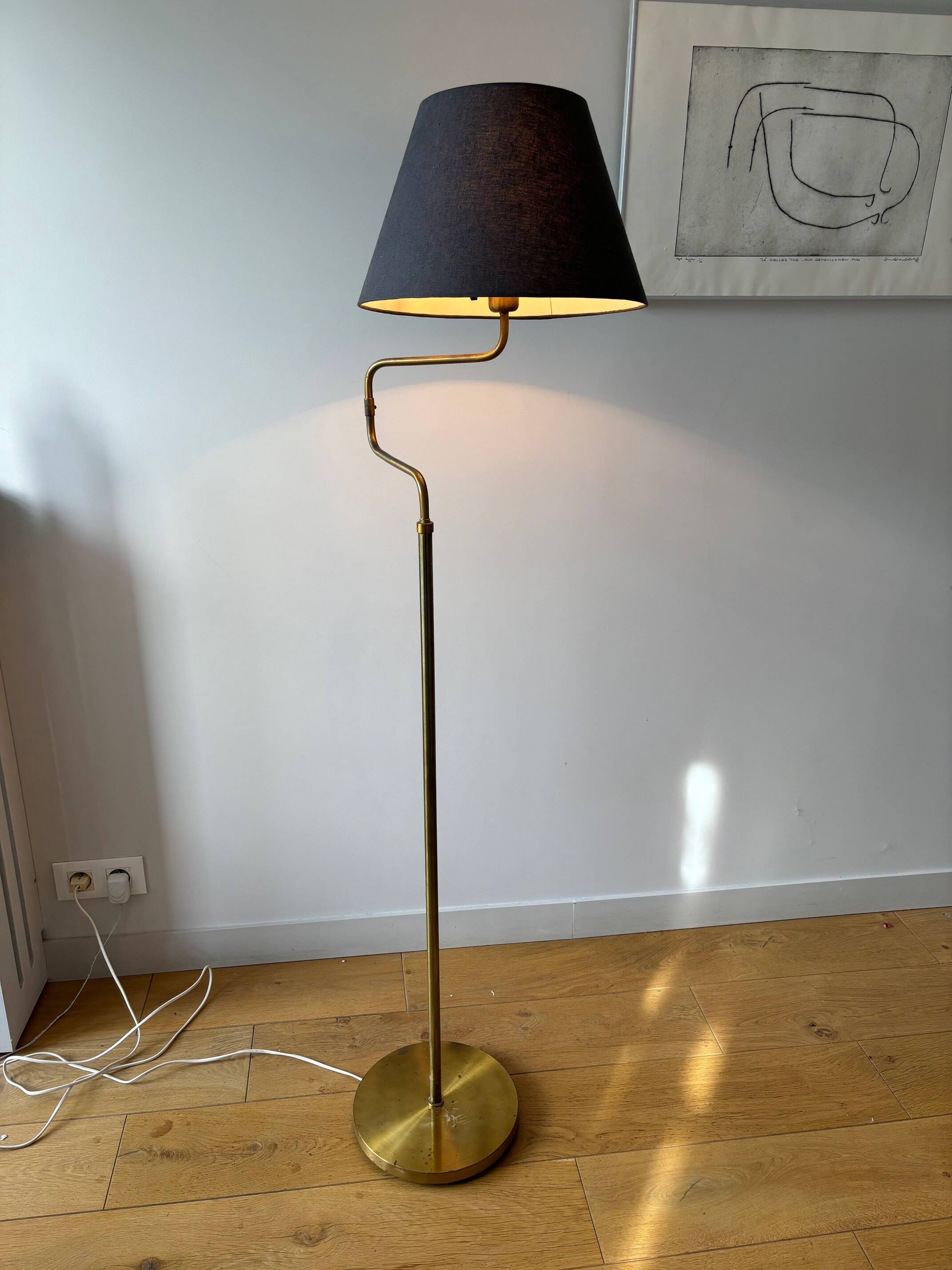 articulated brass floor lamp - Sweden 50s/60s