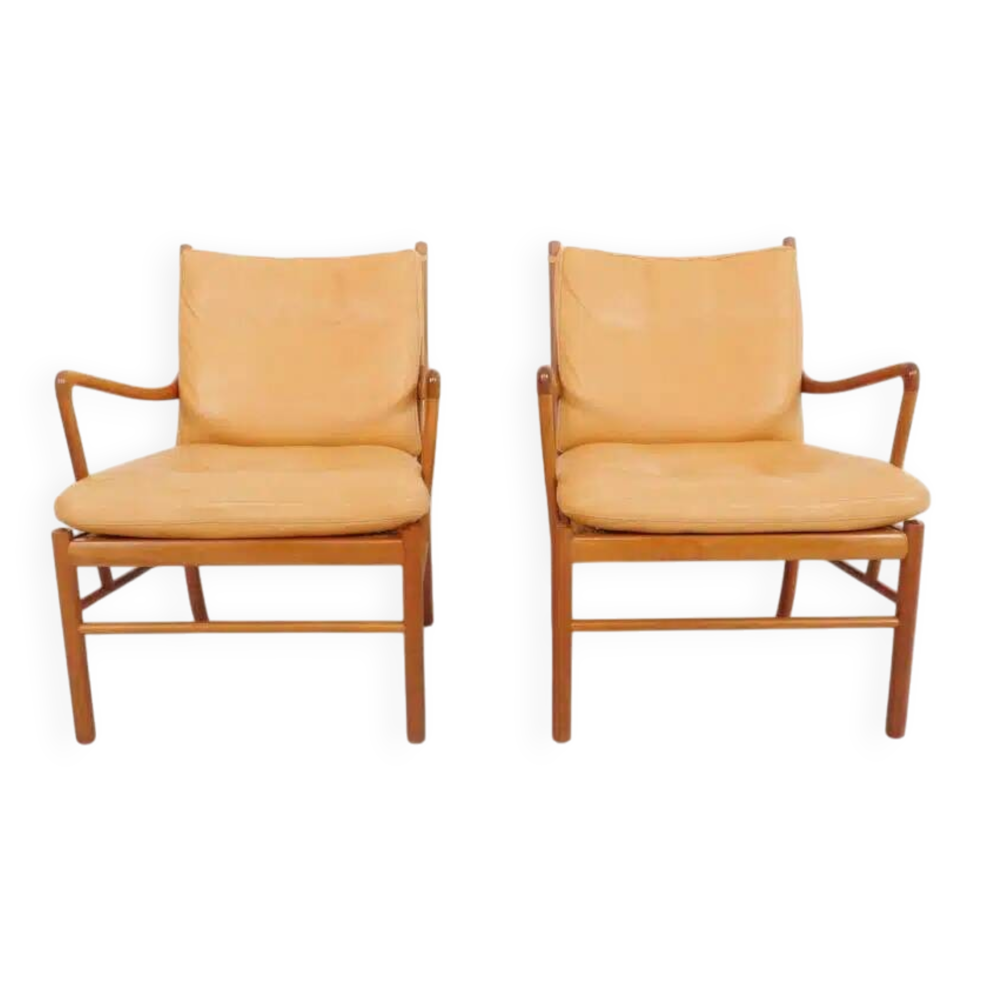 Set of 2 vintage Ole Wanscher chairs | Colonial chair | Leather