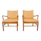 Set of 2 vintage Ole Wanscher chairs | Colonial chair | Leather