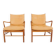 Set of 2 vintage Ole Wanscher chairs | Colonial chair | Leather