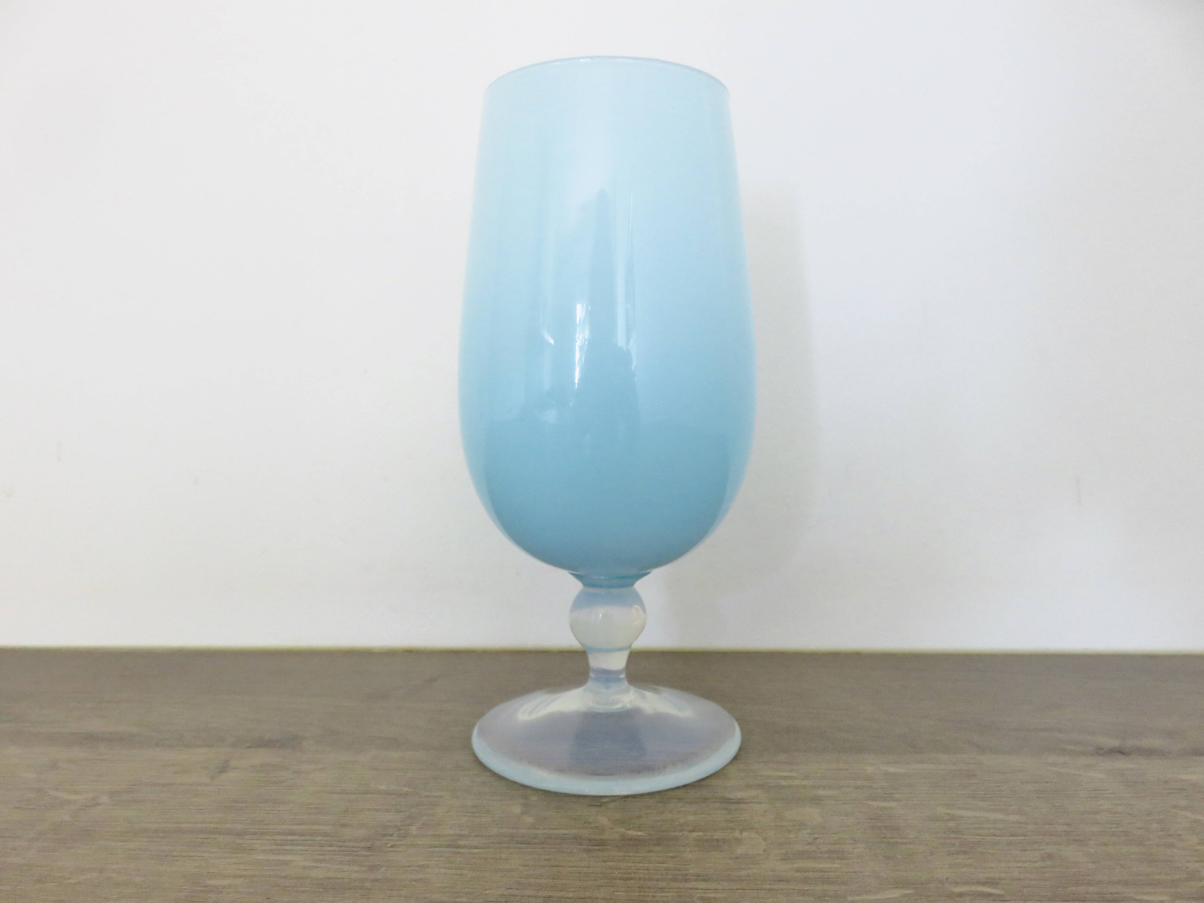 Pale blue opaline vase, opalescent glass, 1960s 70s