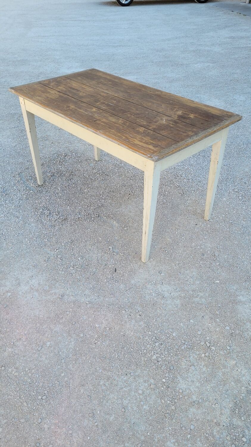 Table de ferme cuisine rustique ancienne -1m30
