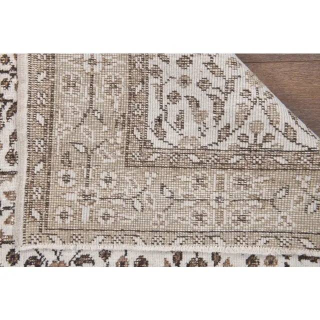 Vintage Turkish Oushak Handmade Wool Cotton White Area Rug 119x202