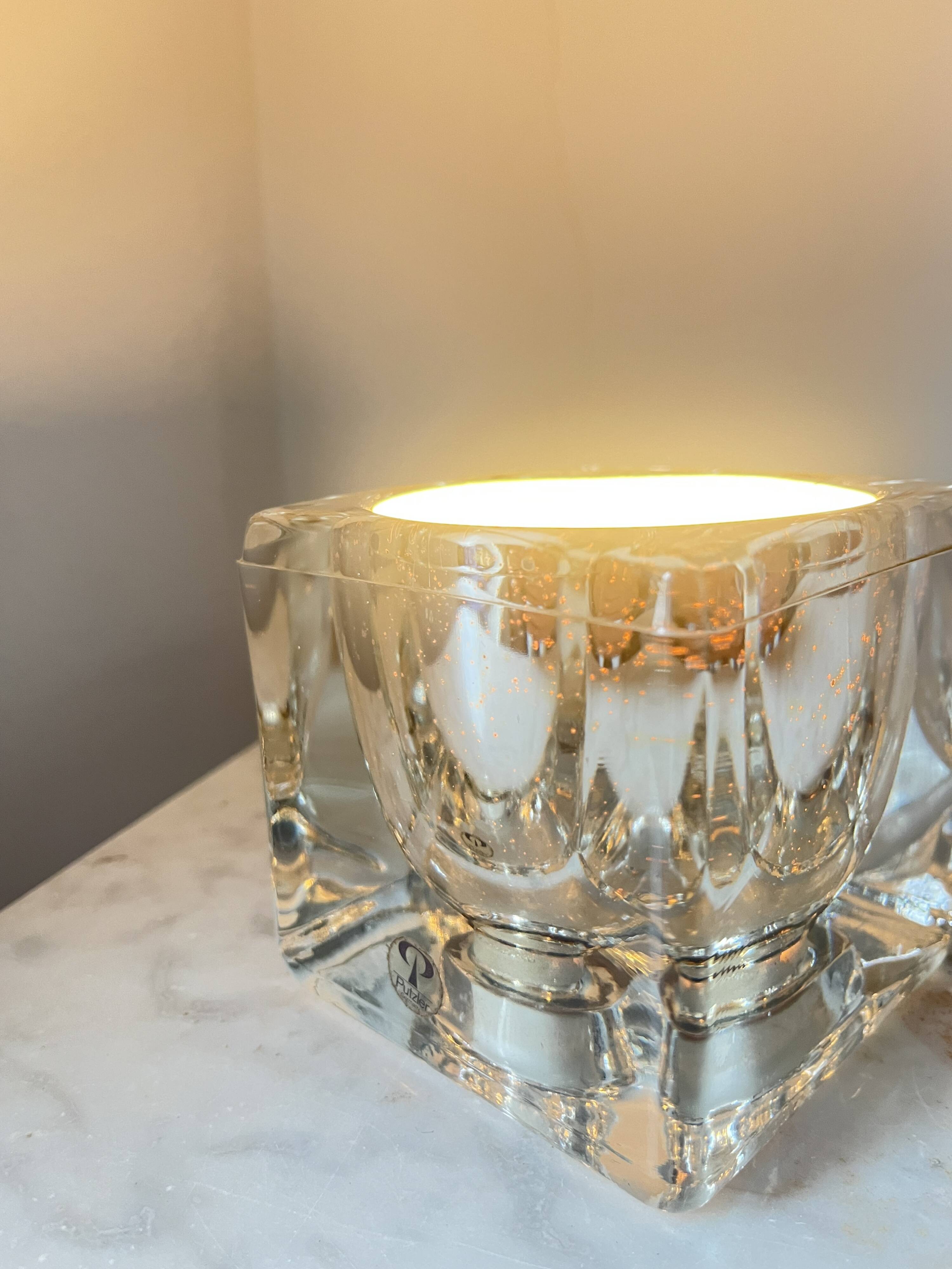 Lampe de table en verre à glaçons vintage Peill & Putzler, années 1970
