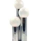 Hollywood regency 3 lights metal and opaline glass table lamp, Lama, Italy 1970s