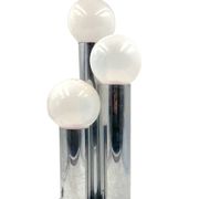 Hollywood regency 3 lights metal and opaline glass table lamp, Lama, Italy 1970s