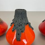 Set of 3 Original 1970 Ceramic Studio Pottery Vase by Roth Ceramics, Germany