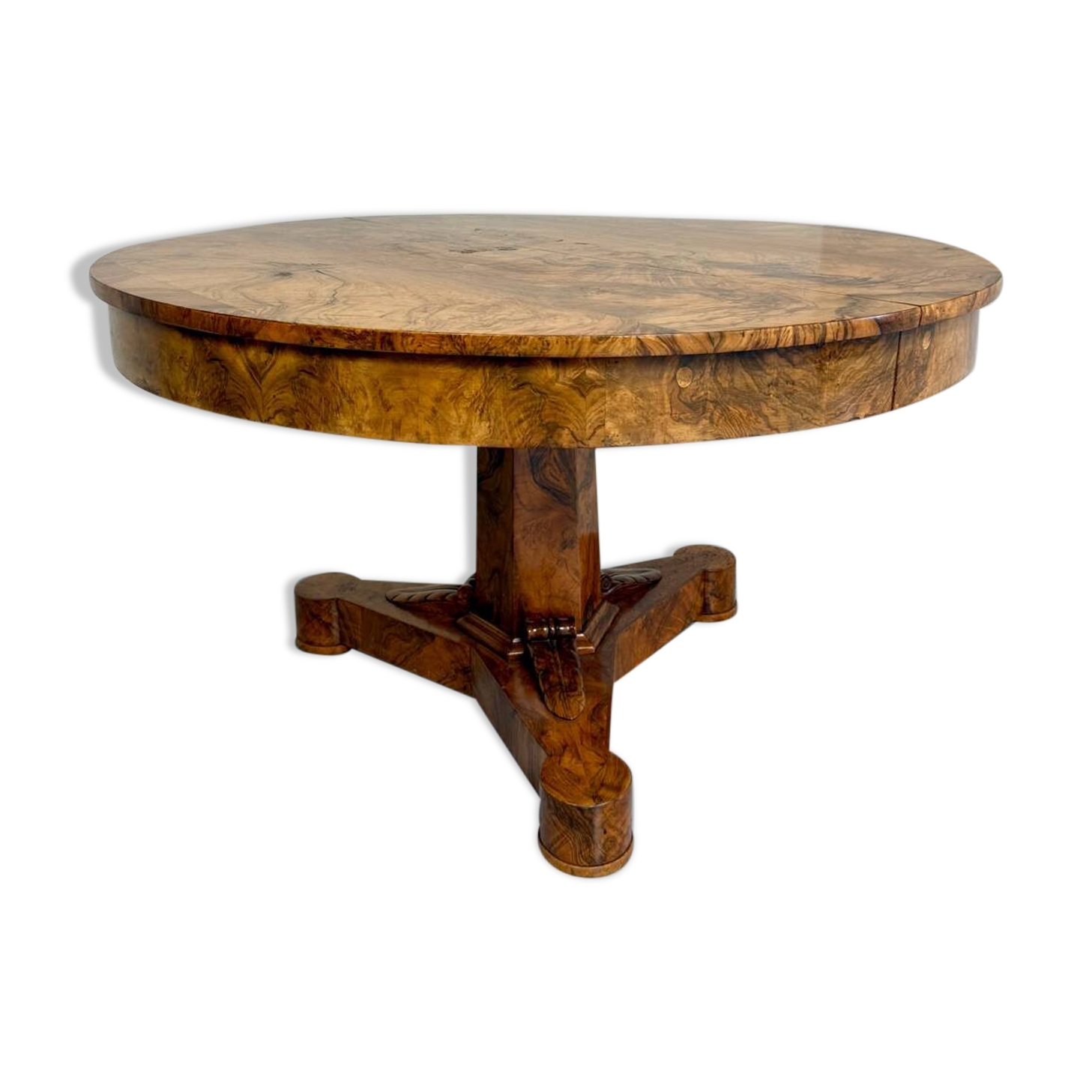 Antique large 19th century Biedermeier art deco walnut table