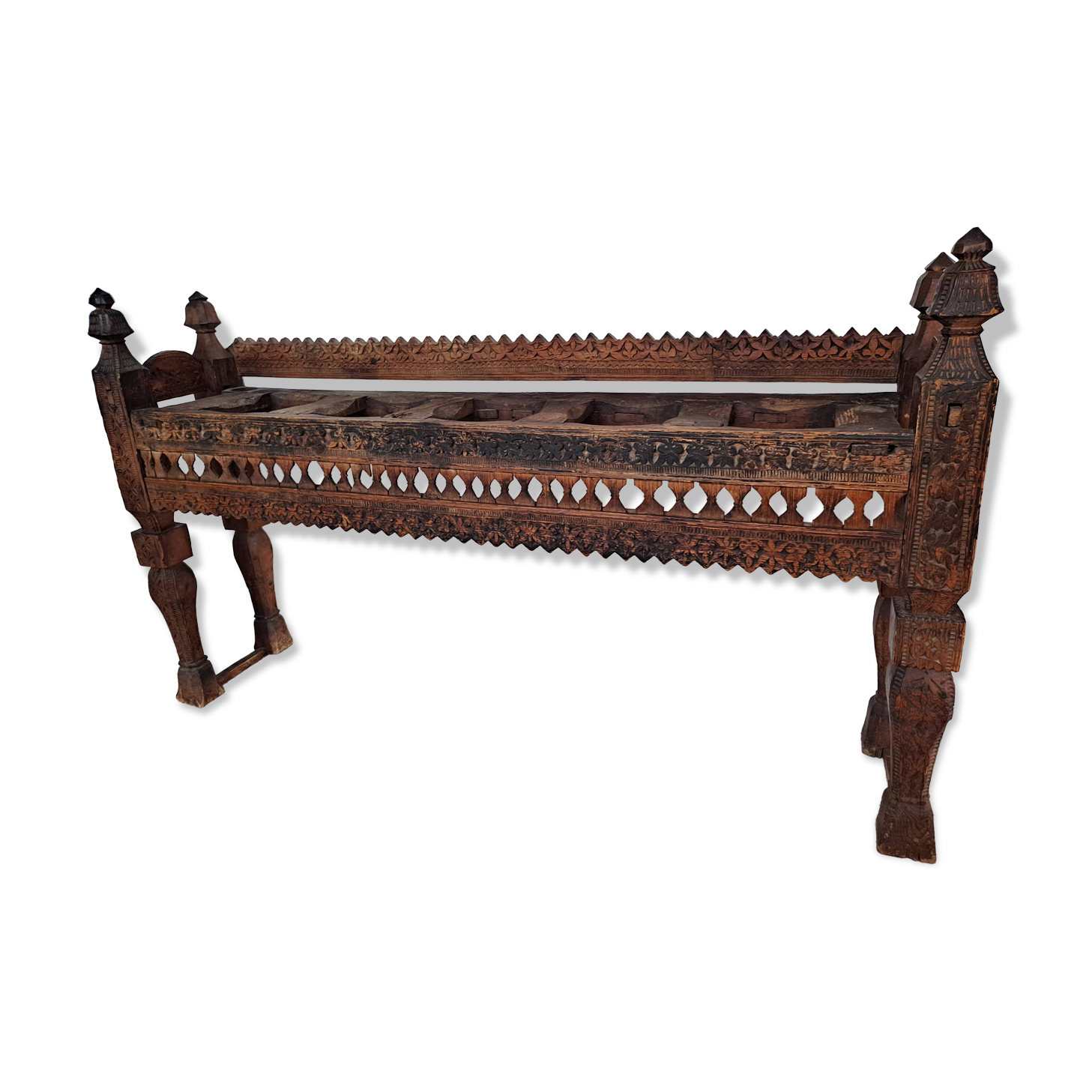 Artisanal wooden console, late 19th century.