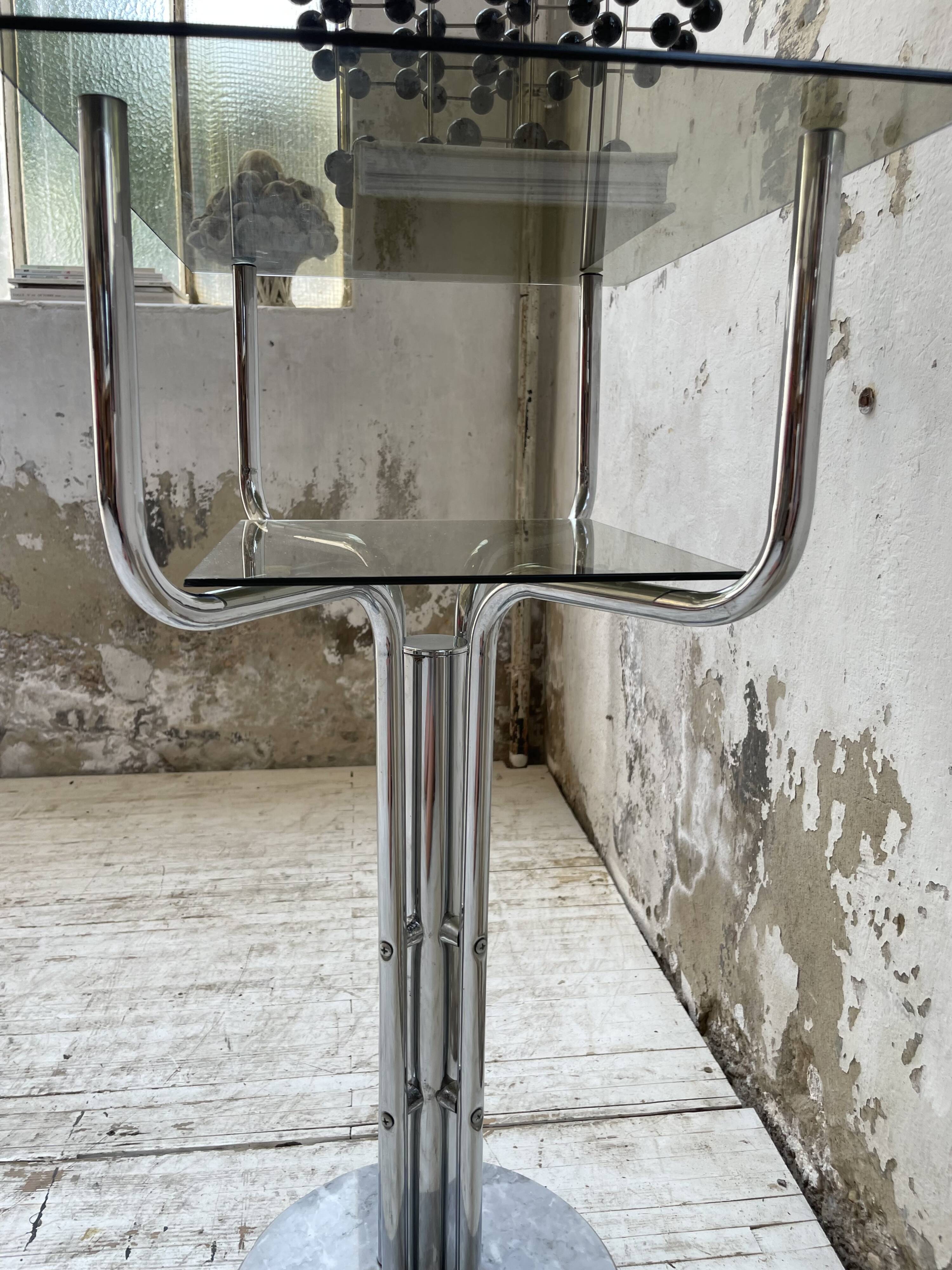 80s glass and marble console