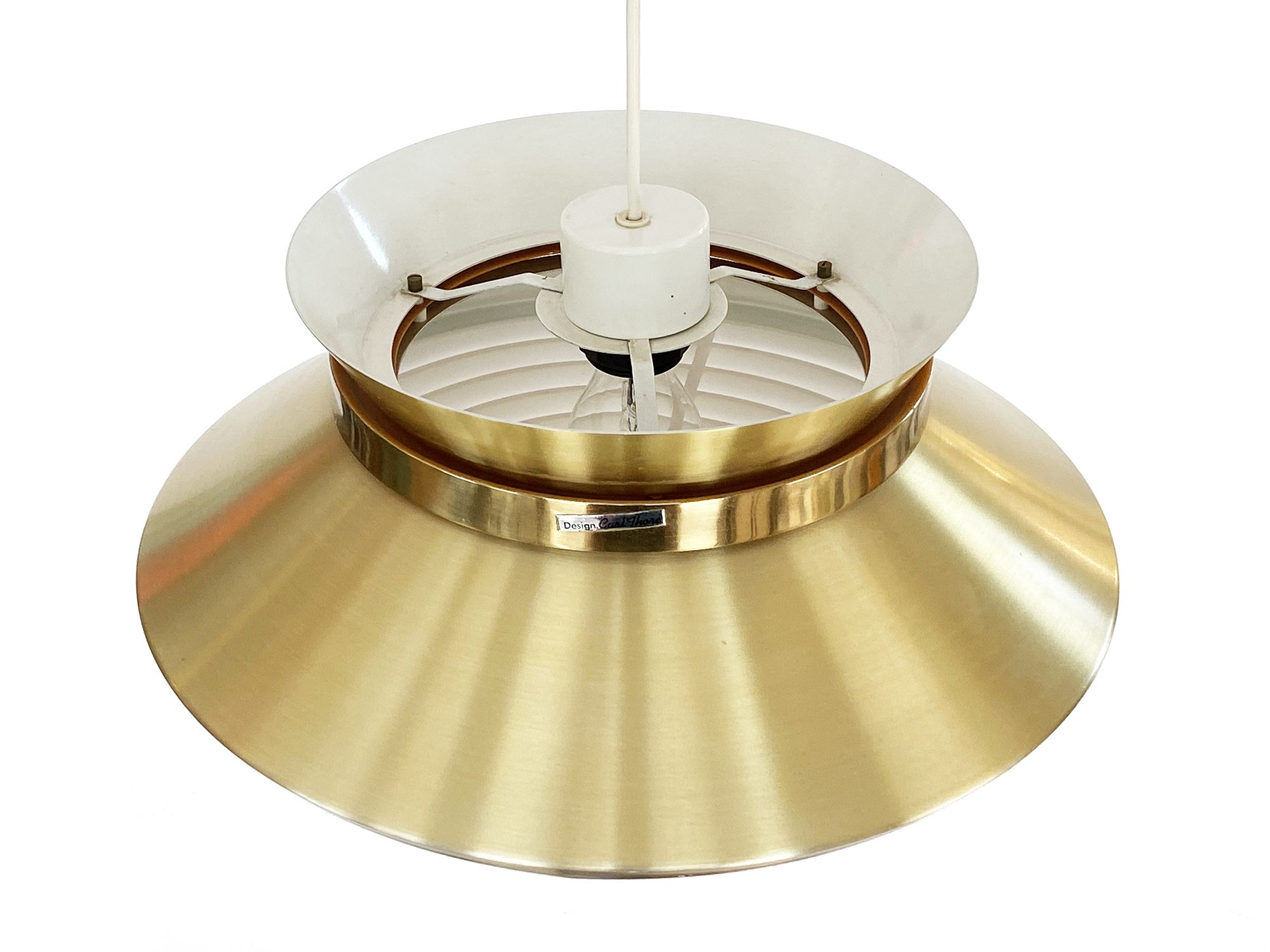 Brass colored aluminium pendant light by Carl Thore for Granhaga Metall. Sweden 1970s.
