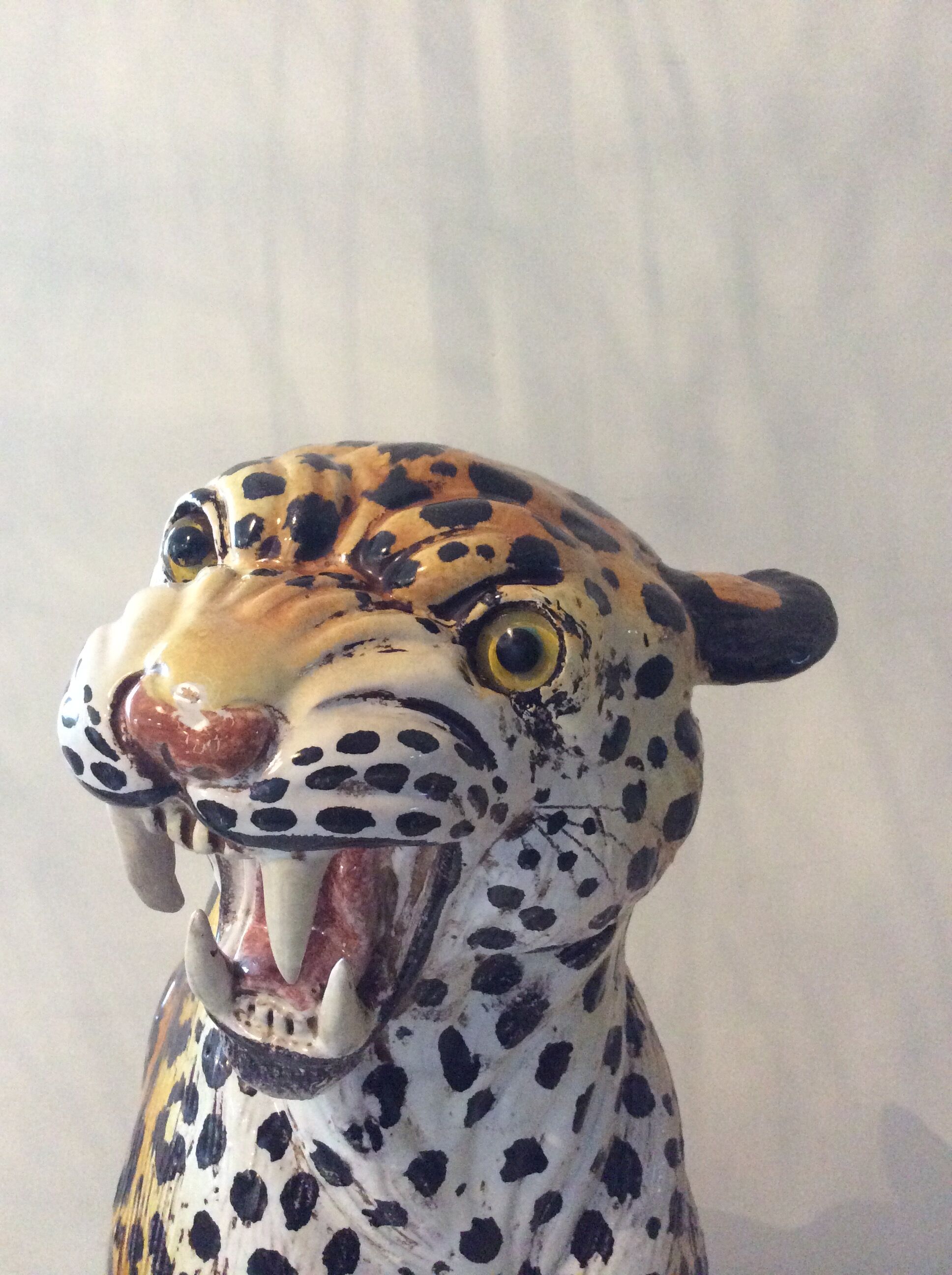 Enamelled terracotta leopard from the 60s Italy