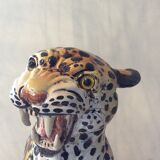 Enamelled terracotta leopard from the 60s Italy
