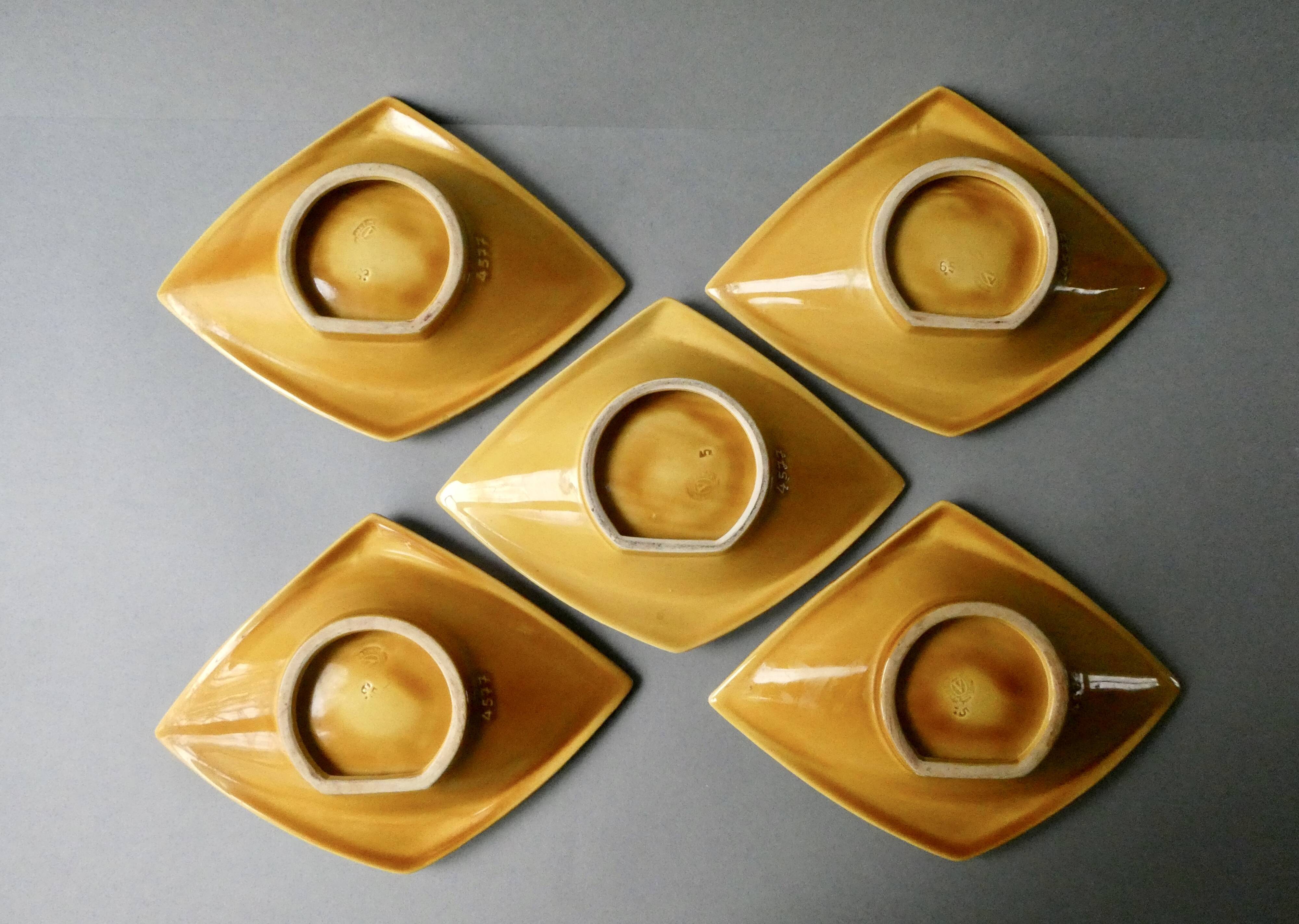 5 Verceram France faux wood ceramic bowls