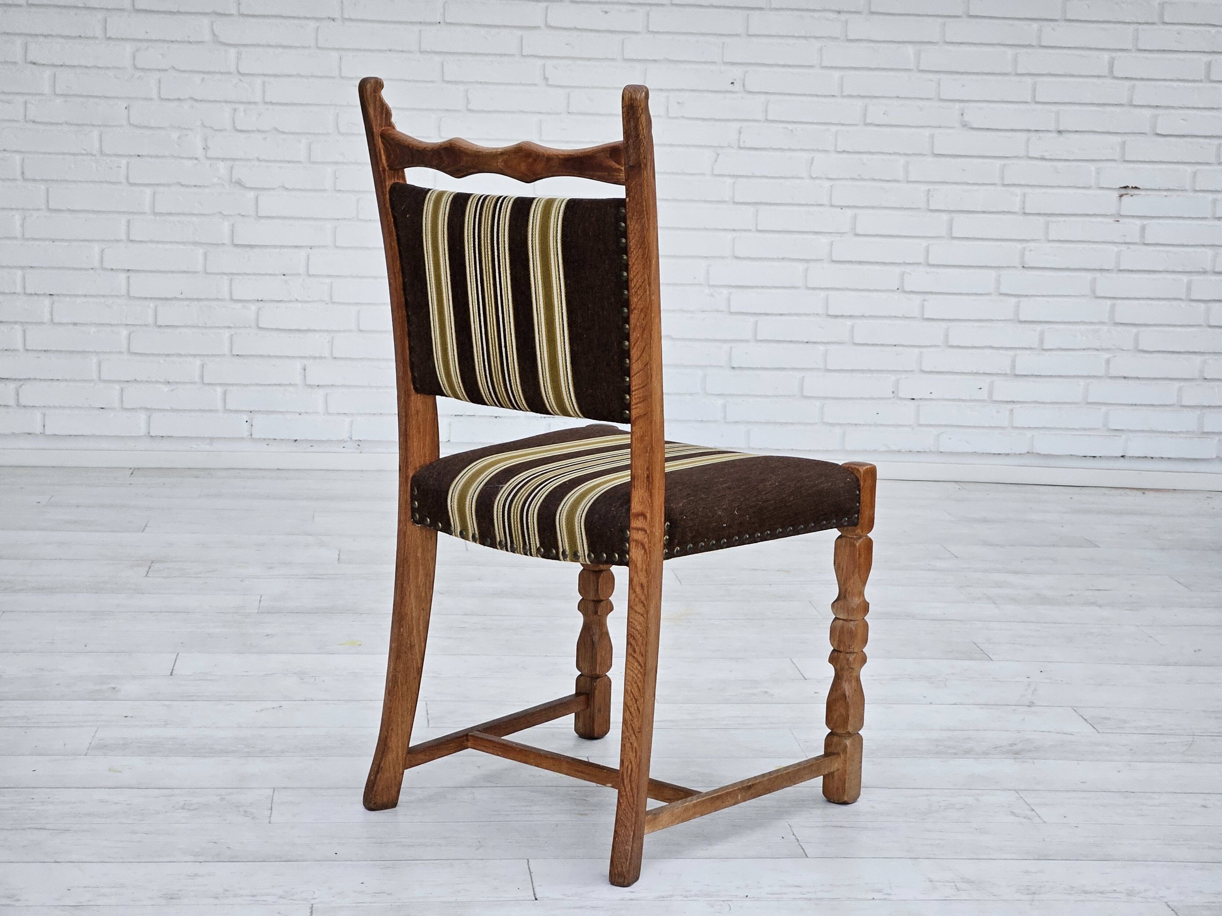 1970s, set 6 pcs of Danish dinning chairs, original good condition, oak wood.