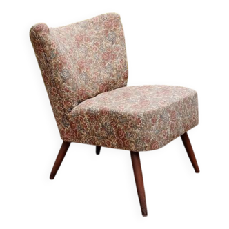 Fauteuil cocktail vintage à fleurs ancien années 1950