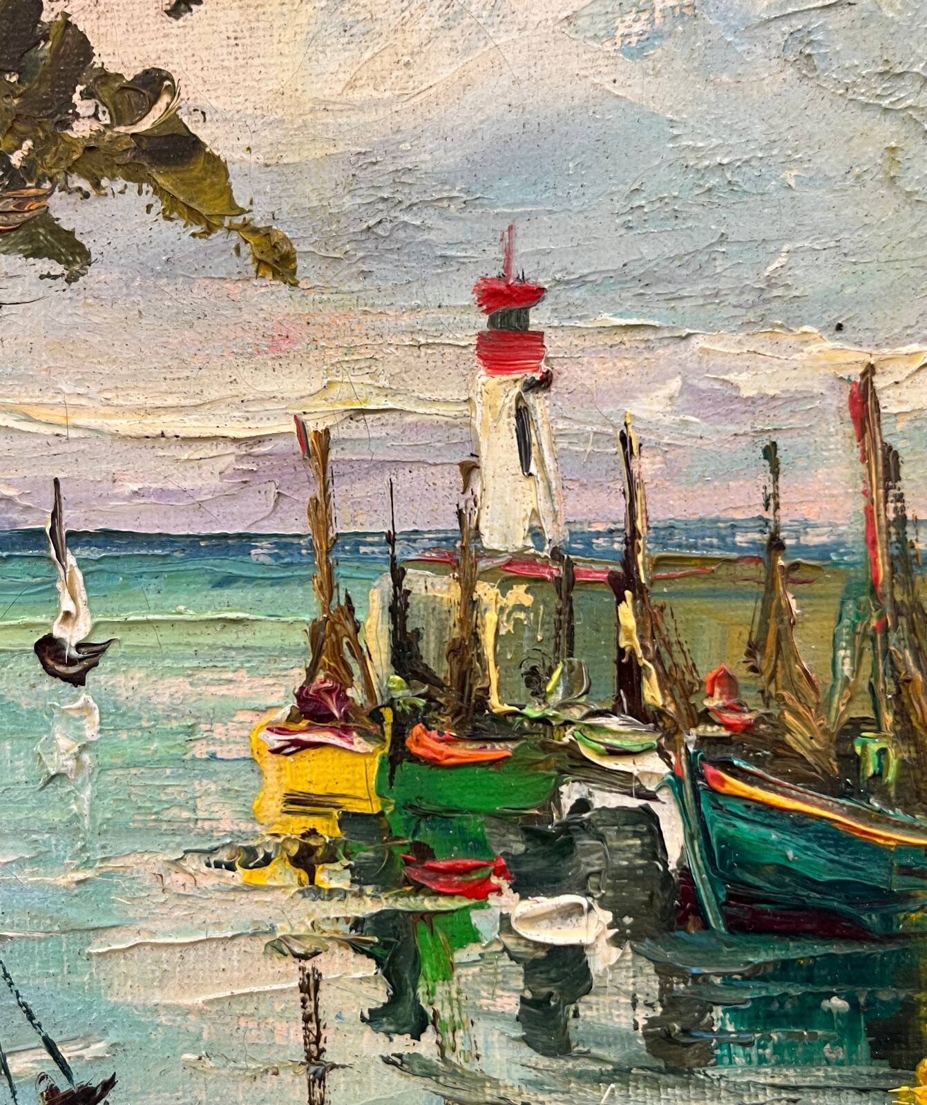 Tableau HST Marine Lighthouse Port, Roger Lorotte (1920-1985)