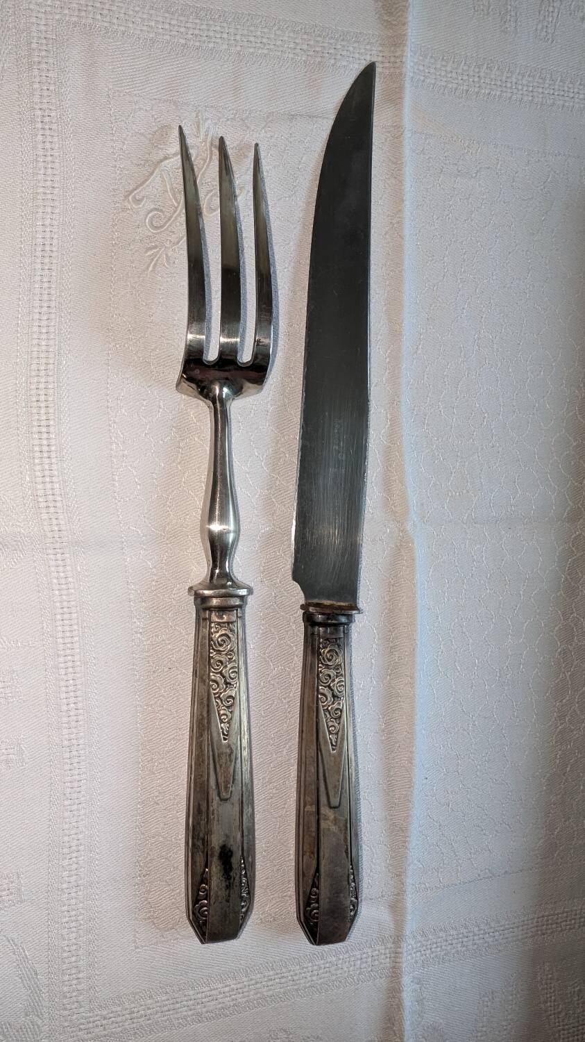 Silver-plated metal meat cutlery Voltaic France