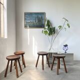 4 hammered brutalist stools