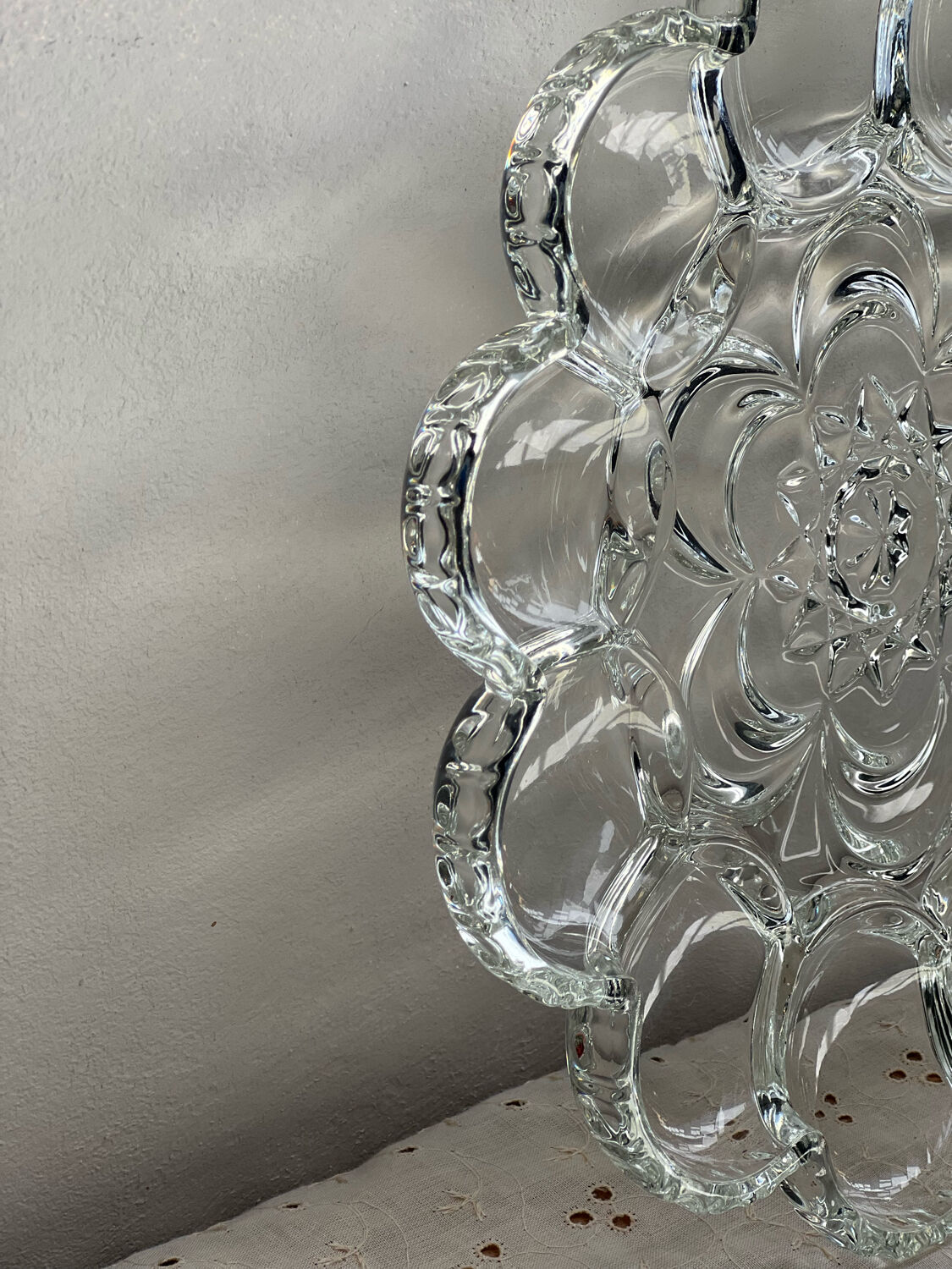 Crystal glass egg dish/tray by August Walther Glass